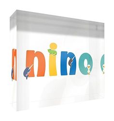 Little Helper recuerdo decorativo de acrílico transparente pulido como diamante estilo illustratif pintado con el nombre de joven niño Nino 7,4 x 10,5 x 2 cm pequeño