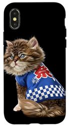Custodia per iPhone X/XS Tabby Cat indossa tradizionale giapponese Happi cappotto per festival