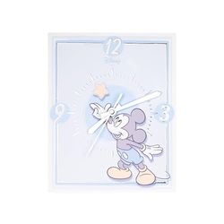 VALENTI & CO. - Disney Mickey Mouse - Reloj de Mesa o para Colgar de Madera con Detalles en Plata - Idea Regalo recién Nacido o Regalo Bautizo - Reloj de Pared para habitación Infantil