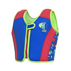 Zoggs - Swimsure Jacket Giubbotto da bagno unisex, per bambini, 4-5 anni/18-25 kg, blu/rosso/verde.