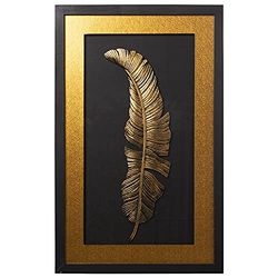 CUADRO MADERA NEGRO/DORADO HOJA 50X80X4,2CM, MADERAL: ABETO