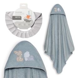 Interbaby - Mantello da bagno per bambini + cappello regolabile | Asciugamano con cappuccio 100% cotone, unisex, morbido, asciugatura rapida, ideale per neonati, neonati e bambini piccoli, design orso