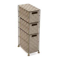 VERSA Mannheim Mobile Bagno, Mobiletto Bagno Salvaspazio, Mobiletti, Cassettiera con 3 cassetti per organizzare, Misure (A x L x l) 57 x 28 x 15,5 cm, Nylon, Colore Beige
