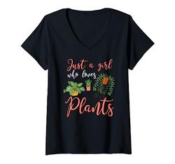 Womens Plant Shirt Funny Plant Lover Girl Planting I Love Plants V-Neck T-Shirt