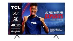 TCL 50T7B QLED Pro TV van 50 inch, 4K Ultra HD, HDR Pro, Smart-TV aangedreven door Google TV (Dolby Vision en Atmos, Motion Clarity, handsfree spraakbesturing, compatibel met Google Assistant)