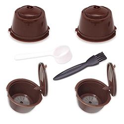 4 STKS Hervulbare Koffie Capsules, Filter Pod Cups voor Gemalen Koffie, Herbruikbare Koffie Capsules Filter Cups Pods met Lepel en Reinigingsborstel, Filter Koffie, (met 1 Lepel & 1Cleaning Brush)