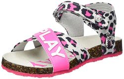 Replay Birky Jr Leopard Sandalen voor meisjes, 3063 Wht Fuxia Fluo Black, 23 EU