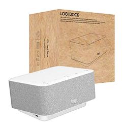 Logitech - Logi Dock, station d'accueil pour ordinateur portable USB-C Tout-en-un, Téléphone de conférence, Réduction de bruit, Bluetooth, Windows/macOS, certifié pour Zoom, Google Meet - Blanc