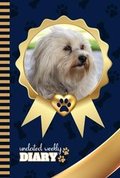 Undated Weekly Diary: Hardcover / 6x9 Personal Organizer / Scheduler With Checklist - To Do List - Note Section - Habit - Water Tracker / Organizing ... - Gold Medal Art on Navy Blue Paw Bone Print