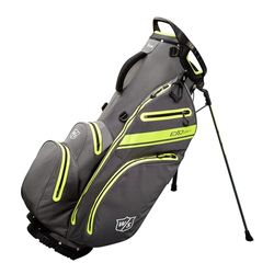 Wilson Borsa da Golf W/S Exo Dry Stand Bag, Borsa da Trasporto/Trolley, 5 Scomparti per Varie Mazze da Golf, Accessori da Golf per Uomo e Donna, Grigio antracite / Giallo limone / Argento