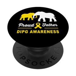 DIPG Awareness - Supporto per papà, motivo: elefante, colore: giallo PopSockets PopGrip Intercambiabile