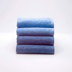 Sancarlos - Set of 4 Ocean Duo Wash Basin Towels, Blue and Dark Blue, 100% Cotton, 550 g/m2