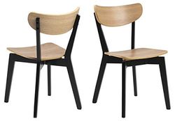 AC Design Furniture Roxanne eetkamerstoelen set van 2, H: 79,5 x B: 45 x D: 55 cm, eikenlook/zwart, eiken/rubberhout, 2 stuks.