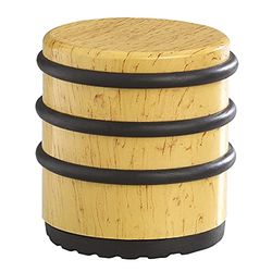 Wagner Doorstop Tower Wood - Ø 70 x 70 mm, Premium Buffer Made of Industry Steel with Wooden Look, Soft Buffer Ring Out of Thermostatic Rubber, to be Placed on The Floor, Heavy Quality - 15507300