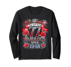 Womens Chapter 77 Fabulous Since 1948 77th Birthday Design Maglia a Manica