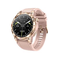 VALDUS Knauermann Smart 3 (2025) oro, orologio sanitario, smartwatch con funzione telefonica e funzione SOS, display AMOLED BT Bluetooth, apnea del sonno, cinturino in silicone rosa, 14-24