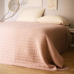 HOMLA Knuffeldeken sprei woondeken bankdeken fleece deken gestippeld roze 200x220 cm