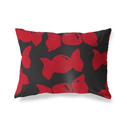BonaMaison Rouge-Noir Housse de Coussin Motif, Taie d'oreiller pour Lit Voiture Canapé Maison Salon Chambre, Décoration D'intérieur, 35x50 Cm - Conçu et Fabriqué en Turquie