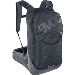 EVOC TRAIL PRO 10l rugzak voor trailrijden & racen, rugzak (lichtgewicht fietsrugzak, LITESHIELD PLUS rugbeschermer, compartiment voor 3l drinkblaas, maat: L/XL), Zwart/Koolstofgrijs