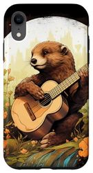 Carcasa para iPhone XR Cottagecore Estética feliz anime nutria tocando la guitarra Banjo