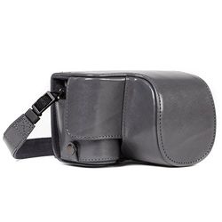 MegaGear Sony Alpha A6500 (16-50 mm) Ever Ready Custodia in Finta Pelle per Fotocamera con Tracolla - Grigio - MG1233