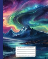Composition Notebook: 120 Pages (7.5x9.25 in) with Enchanting Northern Lights Cover | For Boys, Girls | School , College and Office Use