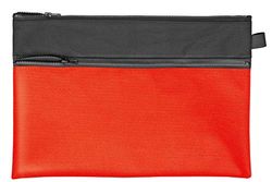 Veloflex Velobag 2724220 Combi - Bolsa de transporte (DIN A4, textil resistente, 330 x 220 mm, con cremallera de plástico, bolsillo adicional con cremallera, 1 unidad), color negro y rojo