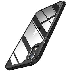 TENDLIN Compatibel met iPhone XR hoesje kristalheldere harde achterkant zachte bumper beschermhoes (zwart)