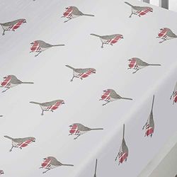 Fusion – Robin – Klassiskt Tartan ansikte och Robin Bird Omvänd påslakansset King - Fitted Sheet Vitt