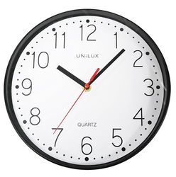 Unilux Wall Clock, Acrylonitrile Butadiene Styrene (ABS) Glass, Black, 25x25x4.5
