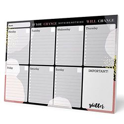 Grupo Erik: Planning da Tavolo A4 Glitter Gold Dreams, Planner settimanale con 54 fogli a strappo, 21 x 29,7 cm, Agenda Organizer, To Do List Planner, Planner settimanale da scrivania