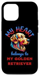 Carcasa para iPhone 14 Diseño My Heart Belongs To My Golden Retriever Dog