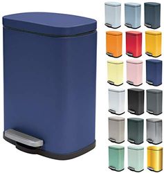 Spirella, Poubelle à pédale 5 litres en Acier Inoxydable, Modèle Akira, Finition Matte élégante et Moderne, Fermeture Lente et silencieuse, Revêtement Anti-Traces de Doigts, Bleu Foncé