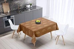 Bonamaison, Anti-moisissure, Séchage Rapide, Résistant aux Taches, Lavable en Machine, 100% Polyester Nappe de Table, Tons Bruns, 140 x 140 Cm - Conçu et Fabriqué en Turquie