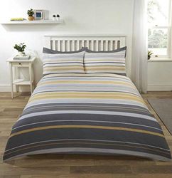 Rapport Stratford Stripe Dekbedovertrek Bedset, Oker, King Size, Katoenmix