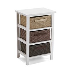 VERSA Gavle Mobile Bagno, Mobiletto Bagno Salvaspazio, Mobiletti, Cassettiera con 3 cassetti per organizzare, Misure (A x L x l) 57 x 28 x 37 cm, Legno e Poliestere, Colore Marrone