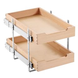 VEVOR Organizzatore Estensibile per Armadio a 2 Ripiani, 315 x 533 mm Ripiano Estraibile per Cassetto con Meccanismo di Chiusura Ammortizzata, Organizzatore per Armadietto Base Regolabile per Cucina