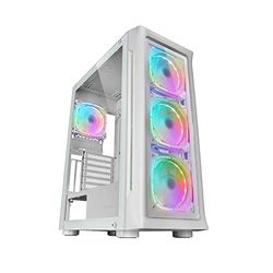 MARS GAMING MC-Neo, Tour Gaming XXL E-ATX, Vitres Latérales et Frontales Verre Trempé, 4 Ventilateurs ARGB 120mm + Ventilateur 120mm, Système CPU Freezer, Blanc