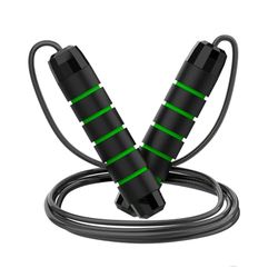 Cuerda de saltar ajustable para hombres, mujeres y niños, cuerda de saltar para ejercicio, quema de grasa, entrenamiento en casa o gimnasio, cuerda de entrenamiento personal, color verde