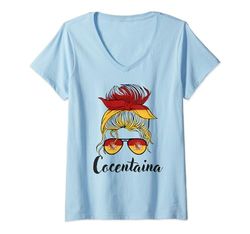 Mujer Cocentaina Girl, Bandera España España Camiseta Cuello V