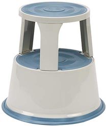 Wedo 212137 Banqueta de metal com rodas, verificado pela TÜV e GS, altura 43 cm, capacidade de carga 150 kg, cinzento claro