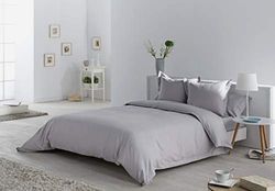 Juego de FUNDA NORDICA + 2 fundas de cojín dibujo en espiga color perla - Cama de 180 (6 piezas) - Tejido jacquard - 50% algodón / 50% poliéster. Gramage: 115