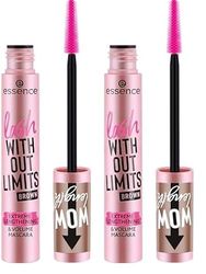 Essence Cosmetics MÁSCARA WITHOUT LIMITS BROWN EXTREME LENGTHENING & VOLUME, de larga duración, dar volumen, alargar, 13 ml (Paquete de 2)