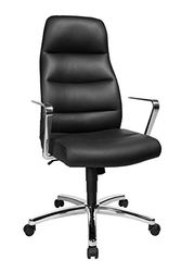 Topstar Silla Chairman 70 con reposabrazos, Color Cromo, Piel, Negro, 63.0 x 64.0 x 124.0 cm