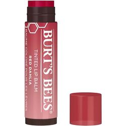 Burt's Bees Bálsamo labial con color Red Dahlia, tinte labial hidratante con manteca de karité, 100% de origen natural, 4.25 gramos