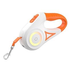 Rojeco Dog Automatic Leash LED 5 m (vit och orange)