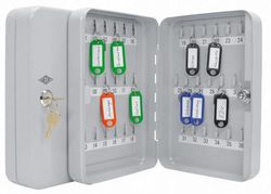Wedo 10253637X sleutelkast (voor 36 sleutels, gepoedercoat plaatstaal 18 x 6 x 25 cm, veiligheidsslot inclusief 2 sleutels, lichtgrijs