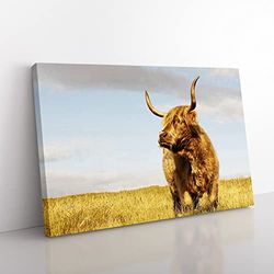 Cow 4 Modern Canvas Wall Art Print Ready to Hang, Framed Picture for Living Room Bedroom Home Office Décor, 76x50 cm (30x20 Inch)