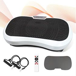 Leogreen Fitness Pedana Vibrante, Piattaforma vibrante per l'allenamento del Corpo, con Tappetino Yoga, Telecomando, Fasce di Resistenza, 180 Livelli, 6