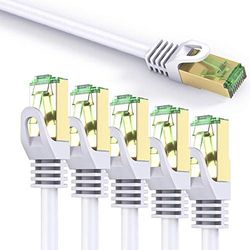 conecto 10,0 m RJ45 Ethernet-nätverkskabel (S/FTP, PIMF, CCA AWG26/7), med Cat7 råkabel (6-pack) vit